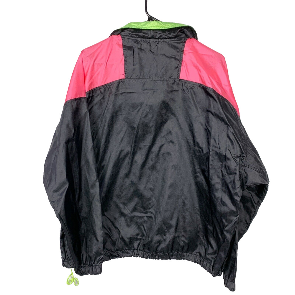 Vintage 80s 90s Columbia Radial Sleeve Black Neon Pullover Windbreaker Large XL - Picture 6 of 6